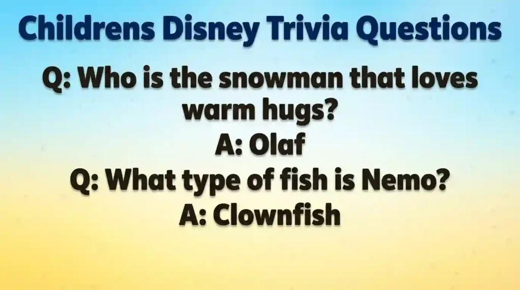 childrens disney trivia questions image